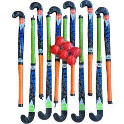 Hockeyset | Kunststof Hockeyset | 12 sticks |30 Ïnch en 28 Inch | 6 ballen | Indoor-Outdoor set